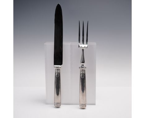 Christofle silver-plated flatware set in the neoclassical Malmaison pattern, made in France. This collection includes a carvi