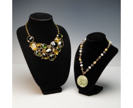 A duo of striking statement necklaces by Joan Rivers from the Classics Collection, each featuring bold design and vibrant col