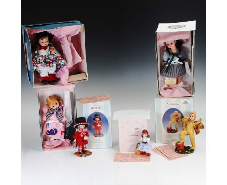 Assorted 6 piece collection of  dolls and figurines, including Gigi, Liesl Von Trapp, Artiste Wendy, Mad Hatter figurine, Jab