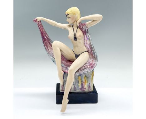 Limited edition; Laura - The Windmill Girl. Hand painted and hand decorated nude figure of a seated blond holding a luster pi