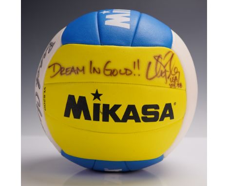 This Mikasa Beach Champ VLS200 volleyball is signed by Olympic volleyball star Logan Tom with the inscription Dream in Gold. 
