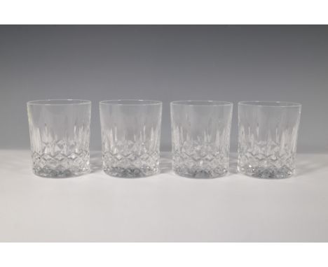 A set of four Waterford crystal double old fashioned glasses in the Kildare pattern. Featuring a classic cut-glass design wit