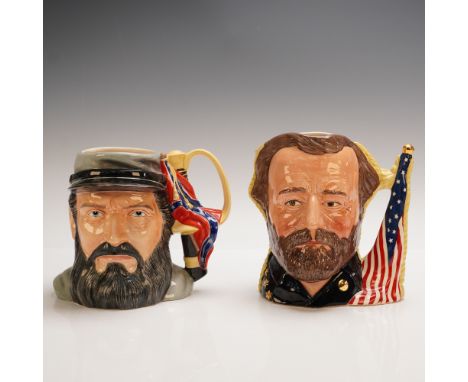 This two-piece Royal Doulton character jug lot includes General Thomas "Stonewall" Jackson D7294 from the Antagonists Collect