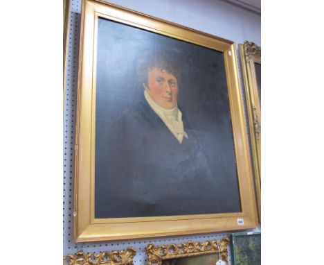 XIX Century School, Portrait Study of a Gentleman Sporting White Scarf and Black Jacket, oil on canvas, 73. 61cm.