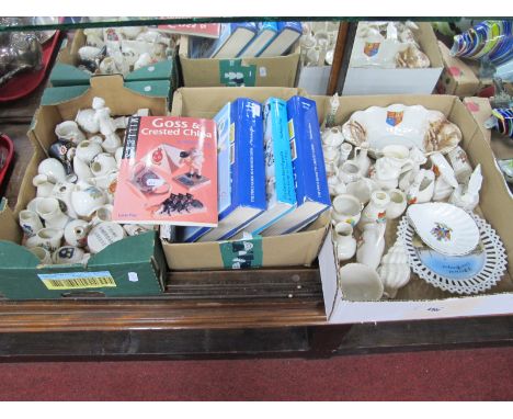 Crested China - Willow Art Ripon Hornblower, plus  Blackpool Tower Carlton terrier, Florentine swan, Arcadian beach hut, etc,