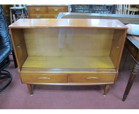 An Ercol Style Vintage Display Cabinet, with glazed doors, single shelf, two small drawers on tapering supports, 107 cm wide.