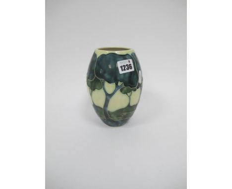Jane and Peter McCormick, Ceramic Vase, featuring trees in The Moorcroft/Clarice Cliff manner, 16cm high.