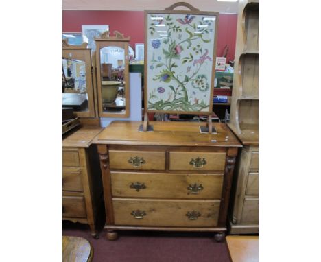 XIX Century Pine Chest of Drawers, with a moulded edge, two short drawers, two long drawers, on bulbous feet, chest 96cm wide