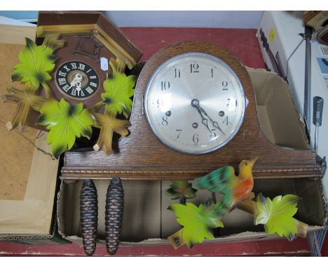 A 1930's Oak Cased Napoleon Clock, together with a cuckoo clock. (2):- One Box.