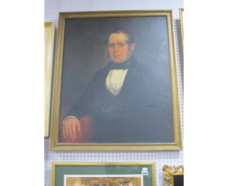 XIX Century School, Portrait Study of a Gentleman Sporting Black Bow Tie and Jacket, wearing ring on little finger on right h