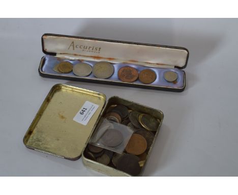 Cigarette Tin, Collection of Coins British Copper and Silver 