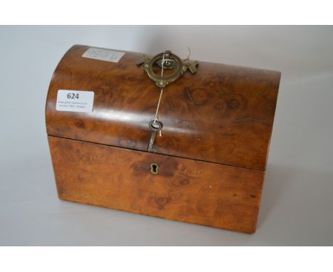 Burr Walnut Dome Topped Tea Caddy 