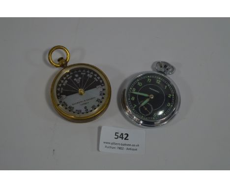 Compass and a Ingersoll Pocket Watch 