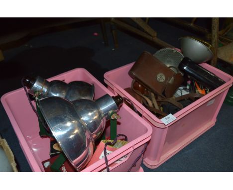 Two Boxes of Camera Equipment, Lighting Lamps and Accessories 