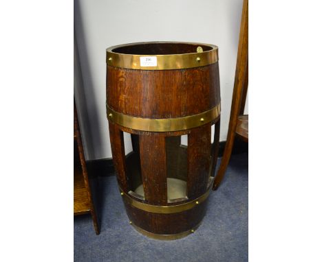 Oak Brass Bound Stick Stand Barrel 