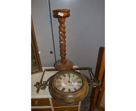 Double Sided Hanging Bracket Wall Clock and a Barley Twist Stand 