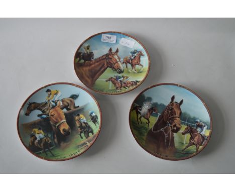 Set of Three Royal Worcester Great Race Horses Plates 