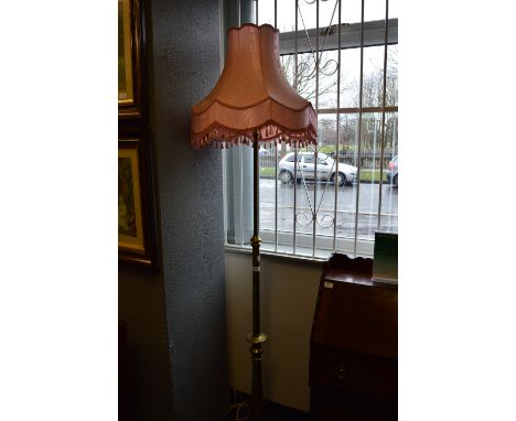 Brass Telescopic Standard Lamp and Shade 