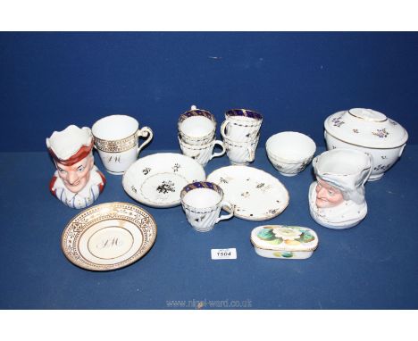 A quantity of china some being Royal Worcester to include blue and gold cups, tea bowl, saucer and oval dish in gold and blac