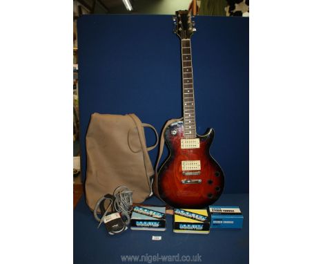 A Hohner series Electric Guitar and a quantity of sound effect pedals.