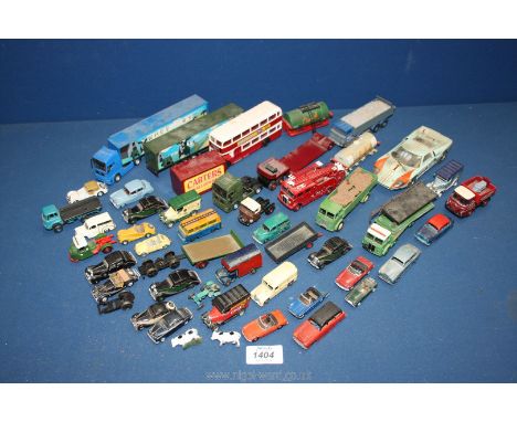 A quantity of Corgi, Lledo, Dinky etc model vehicles including bus, tanker, fire engine, articulated lorries etc