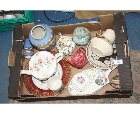 A quantity of china including Doulton sucrier, Grindley teapot, WWI Peace mug, Wade jug, Minton dressing table, tray, etc.