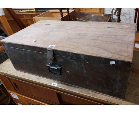 An 84cm old mixed wood carpenter's tool chest with drawer fitted interior