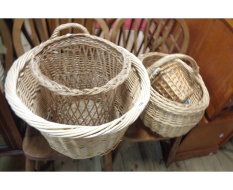 A quantity of wicker baskets of various size and shape - sold with a quantity of ceramic ramakins