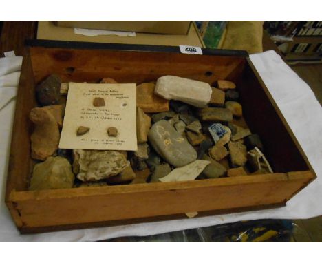 A drawer containing a quantity of dug up items including Neolithic flint tools, medieval and later pottery shards, etc. - man