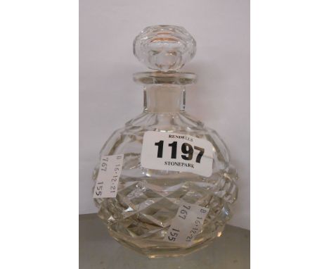 A 19th Century cut glass scent bottle of globe form with slice cut hobnail decoration