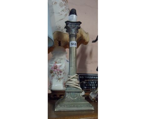 An old WMF silver plated corinthian column table lamp