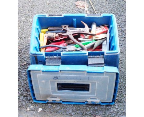 A Whitefurze locker top step stool/toolbox containing a quantity of tools