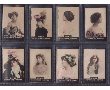 Cigarette cards, Peru, Gonzales, Photo Series, Actresses, Hand-coloured, 'M' size, 48 cards (fair/gd, some slight hinge marks