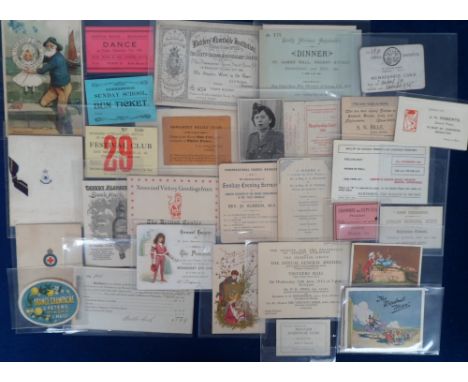 Ephemera, a selection of 130+ items to include invitations, Christmas cards, whist cards, programmes etc. Orange Champagne la