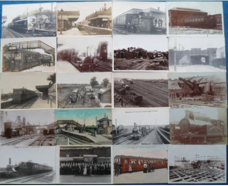 Postcards, Rail, a selection of approx. 44 railway cards, mostly locos, trains and stations. RPs of stations, sidings, collie