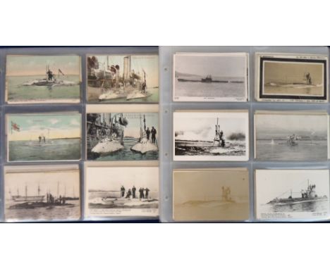 Postcards, Shipping, a comprehensive submarine collection on album pages of approx. 270 cards, mostly vintage, with a few mod
