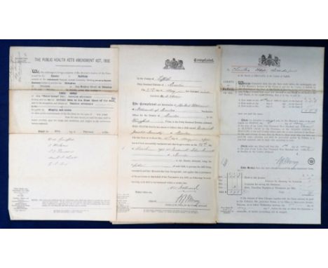 Ephemera, Documents, a collection of 43 printed forms with manuscript or typescript insertions, recording offences and fines 