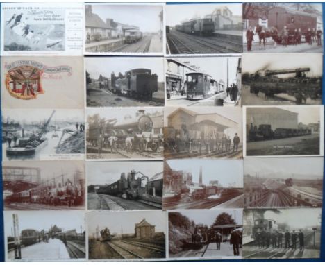 Postcards, Rail, a mixed railway collection of approx. 43 cards, with RPs of Kinder Valley Mail, Chipping Camden station inte