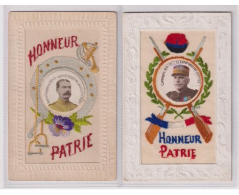 Postcards, Silks, 2 embroidered silks, each with a photographic portrait to the centre. Lord Kitchener surrounded by sword an