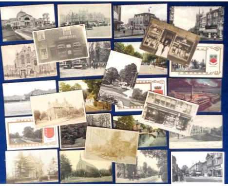 Postcards, London Suburbs, a collection of approx. 54 cards with RPs of W & H Crowther's High Class Confectionary ship front,