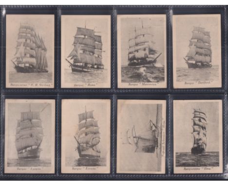 Cigarette cards, New Zealand, Stubbs, Barques & Sailing Boats, 'M' size (17/50) (gen. gd)