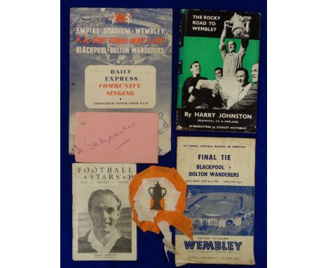 Football memorabilia, FA Cup Final 1953, Blackpool v Bolton Wanderers, match programme & songsheet (both sl grubby & some cre