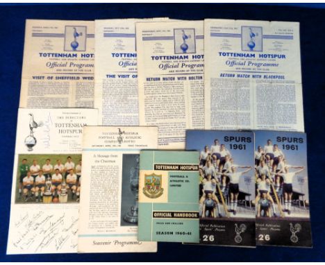 Football memorabilia, Tottenham Hotspur, 1960/61 Double Winning Season, selection of items, Official Handbook, 'Spurs of 1961