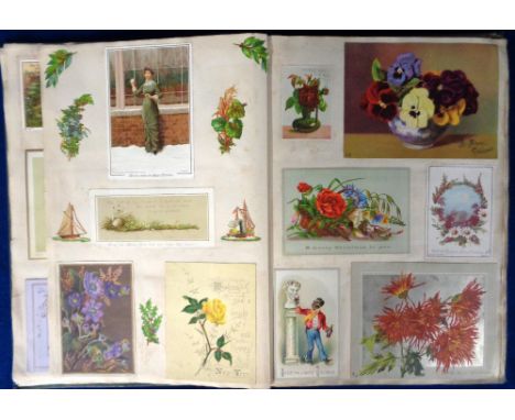 Ephemera, Victorian Scrap Book, a large format scrap book of approx. 32 pages with 100s scraps and greetings cards laid down 