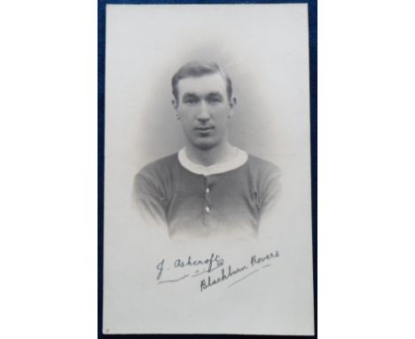 Postcard, Football, J. Ashcroft Arsenal, Blackburn Rovers, & Wales, RP portrait by Forsey (vg)