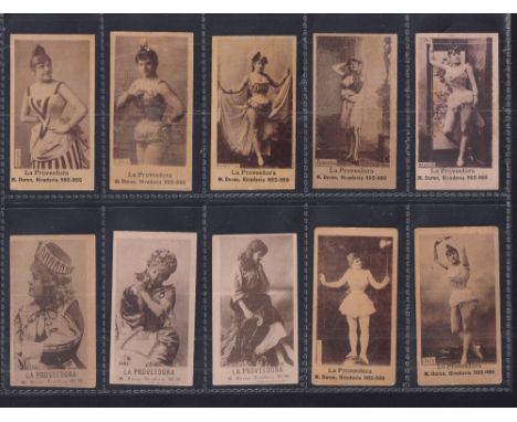 Cigarette cards, South America, M. Duran, Actresses & Beauties, unnumbered, mixed printings, all in brown, 22 different cards