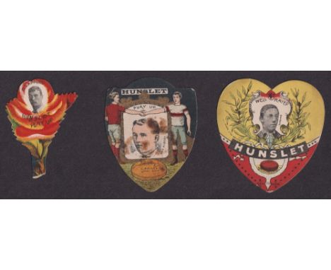The W G McGregor Bonner Collection, Trade cards, Rugby, 3 shaped cards for Hunslet, different issuers, Baines, with A W R Alb