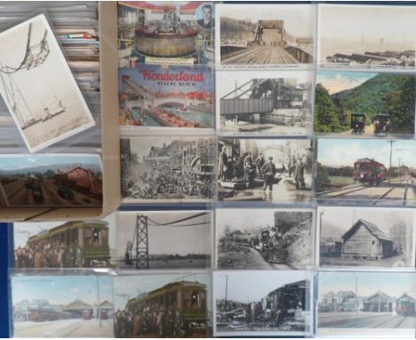 Postcards, USA, approx. 300 cards mostly Texas, Pennsylvania and Alaska. Subjects include trams, street scenes, Duck Dock Wis