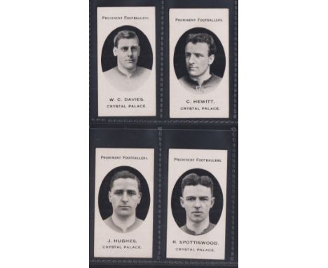 Cigarette cards, Taddy, Prominent Footballers (London Mixture), Crystal Palace, 4 cards, W.C. Davies, C. Hewitt, J. Hughes & 