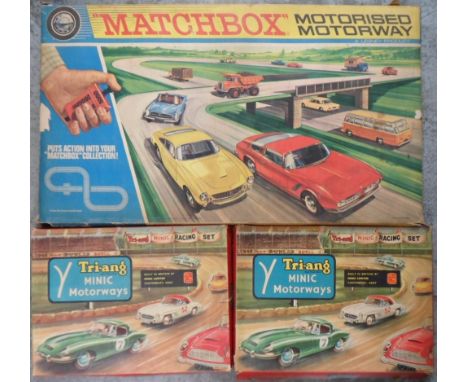 Collectables, Model Cars, boxed Lesney Matchbox Motorised Motorway together with 2 boxed Triang Minic Motorways M.1525 sets (